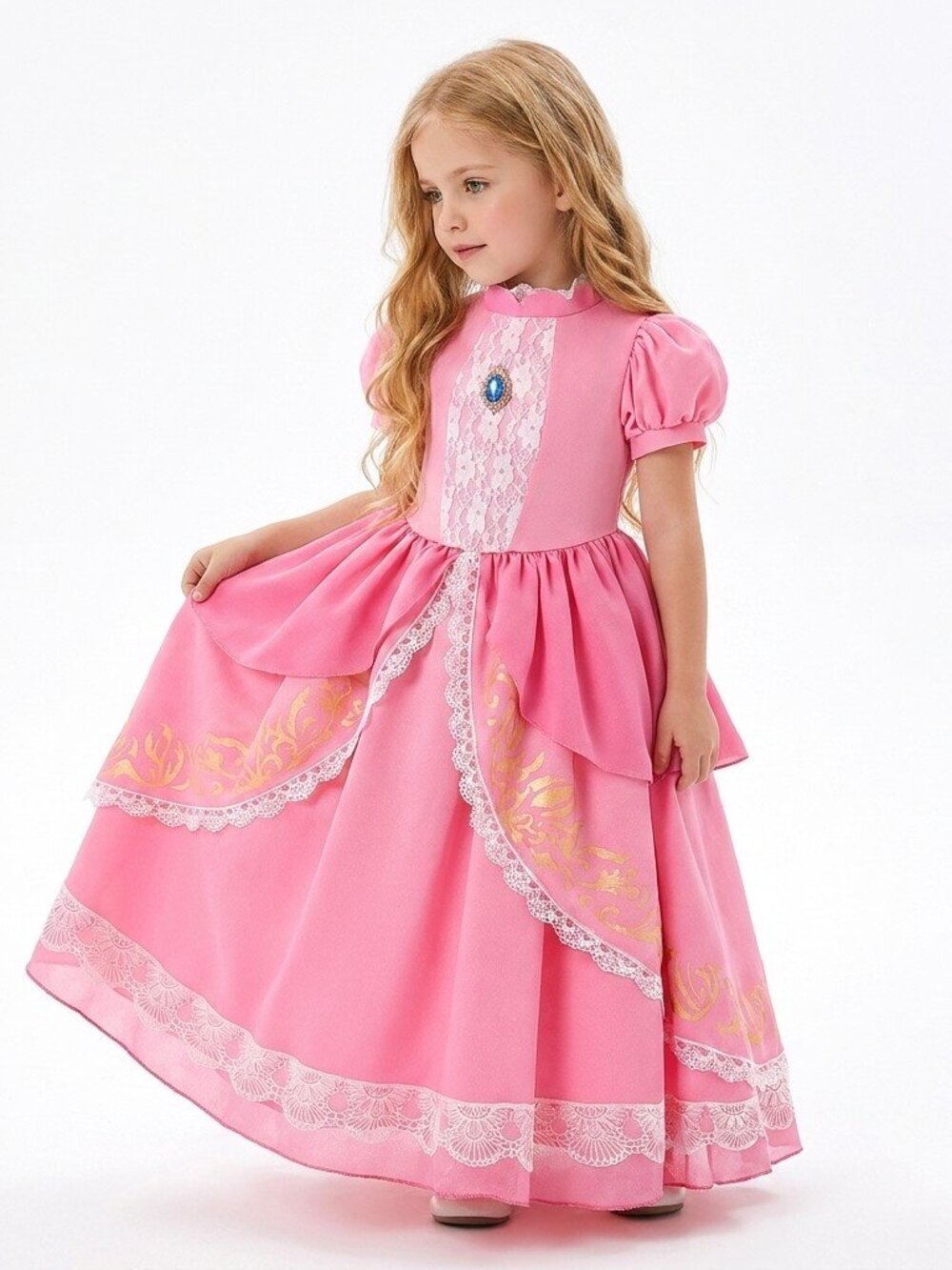 Princess Peach Inspired Pink Dress Set with Crown & Accessories - Picture 6 of 6